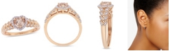 Macy's Morganite (1/2 ct. t.w.) and Diamond (1/20 ct. t.w.) Halo Heart Ring in 10k Rose Gold